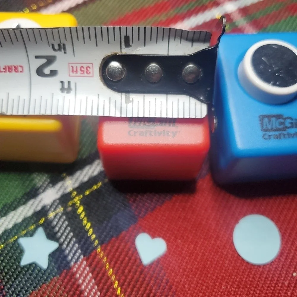 McGill‎ Small Paper Punch Set 3pc Star Heart Circle Craftivity Yellow Red Blue